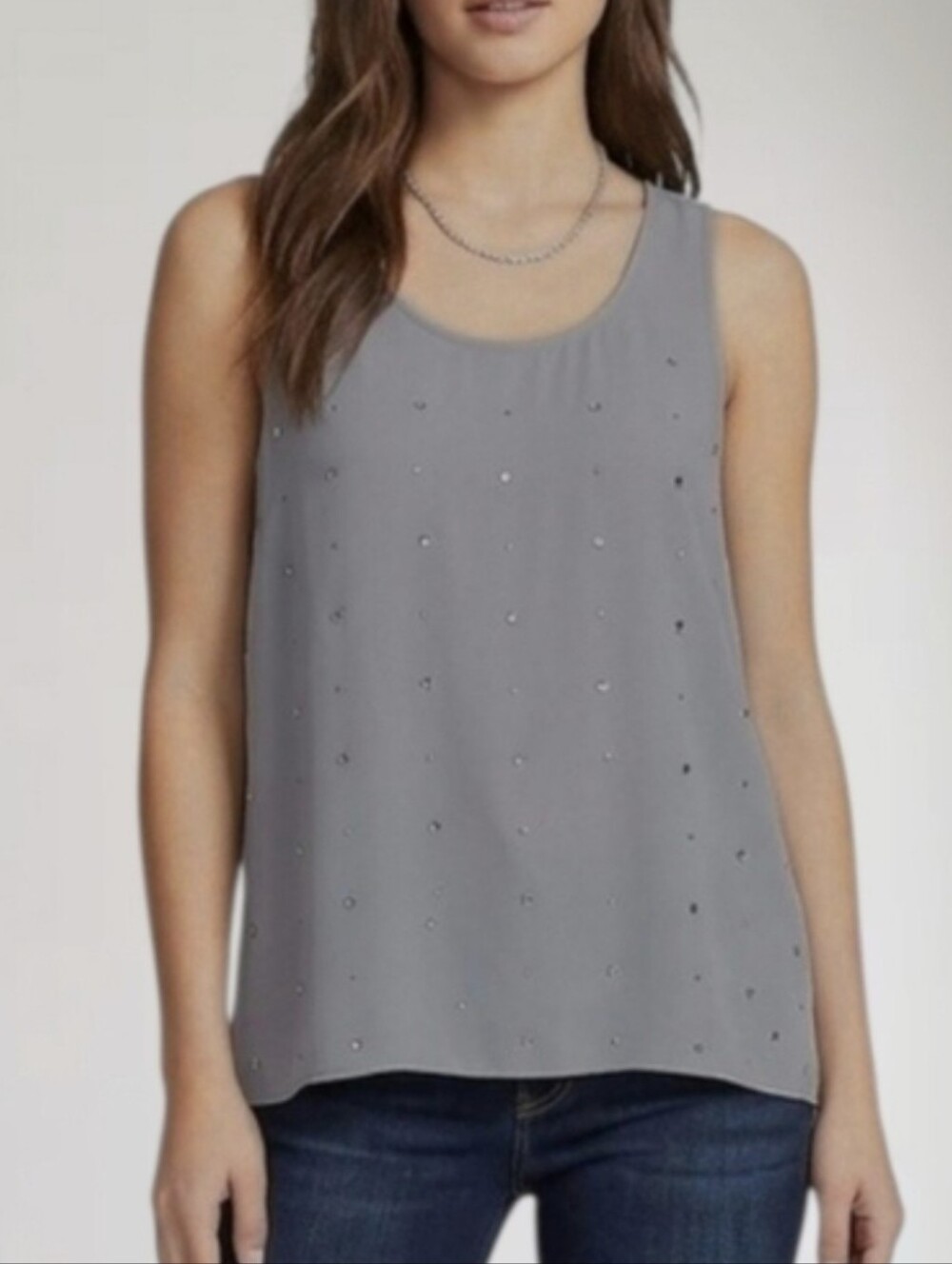 Express Rhinestones Grey Top Size XSmall